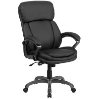 Flash Furniture BT-90272H-GG High Back Black Leather Executive Swivel Office Chair with Lumbar Support Knob